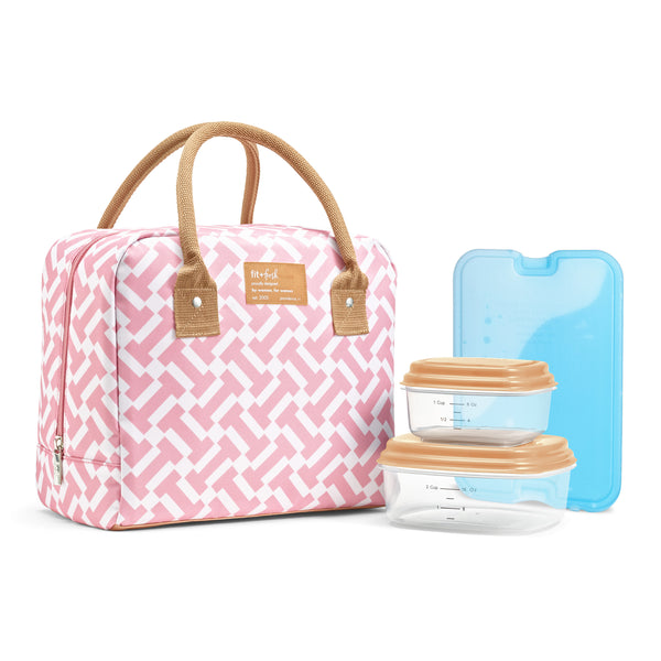 fit & fresh Bloomington Lunch Bag Dusty Rose Geo