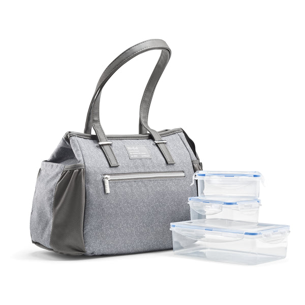 fit & fresh Copley Lunch Bag Gray Tweed