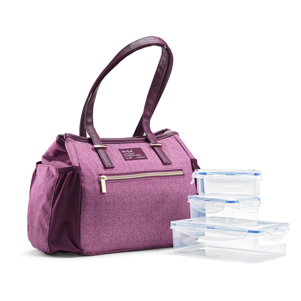 fit & fresh Copley Lunch Bag Plum Tweed