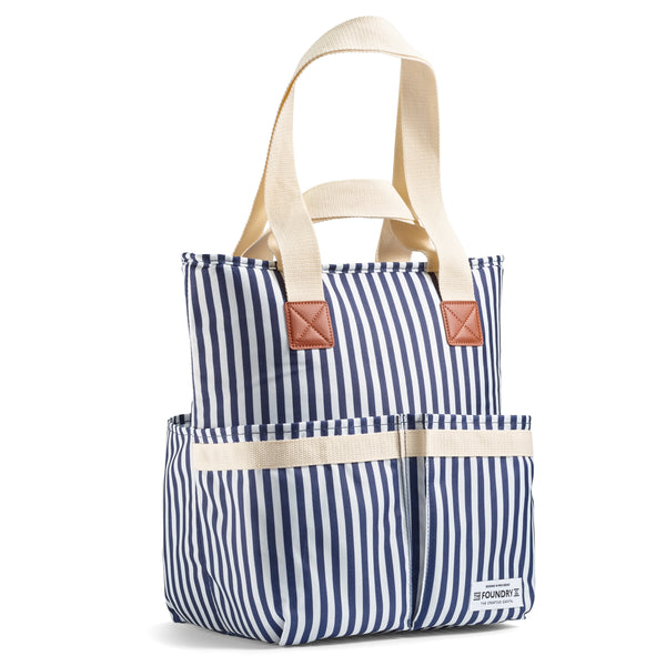fit & fresh Wine Cooler Tote Navy Vineyard Stripe