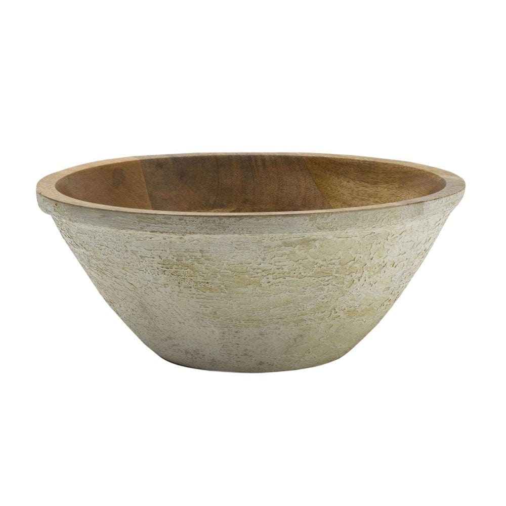 Fitz And Floyd Austin Craft Mango Wood Deep Serve Bowl White