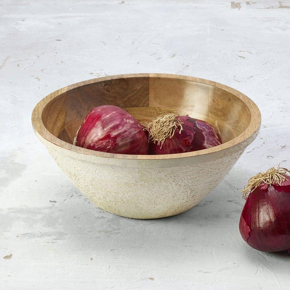 fitz and floyd Austin Craft Mango Wood Deep Serve Bowl White