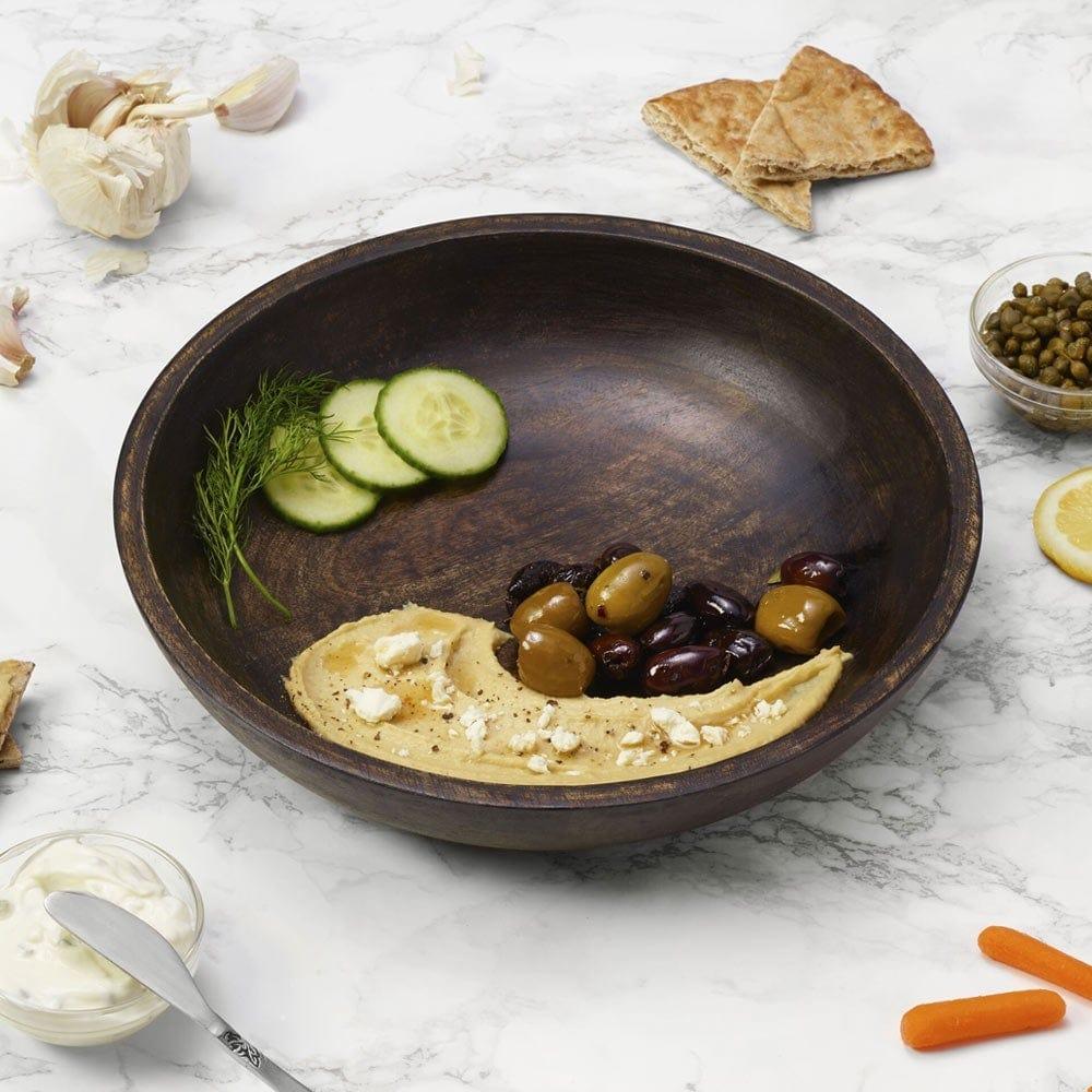 Fitz And Floyd Austin Craft Mango Wood Serve Bowl Espresso