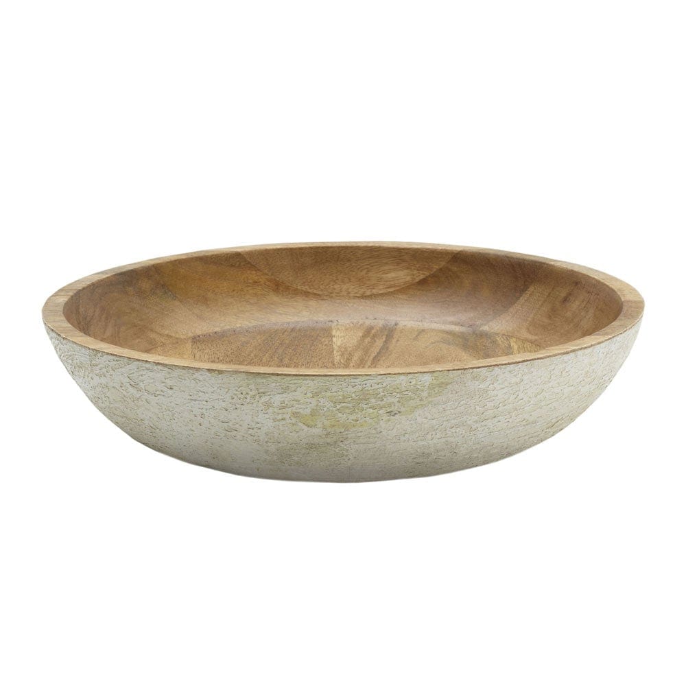 Fitz And Floyd Austin Craft Mango Wood Serve Bowl White