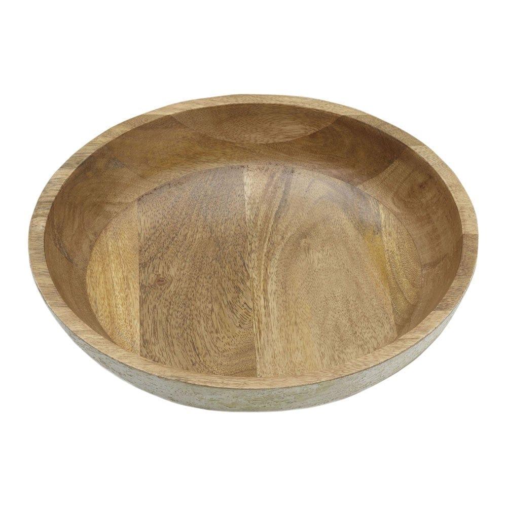 Fitz And Floyd Austin Craft Mango Wood Serve Bowl White