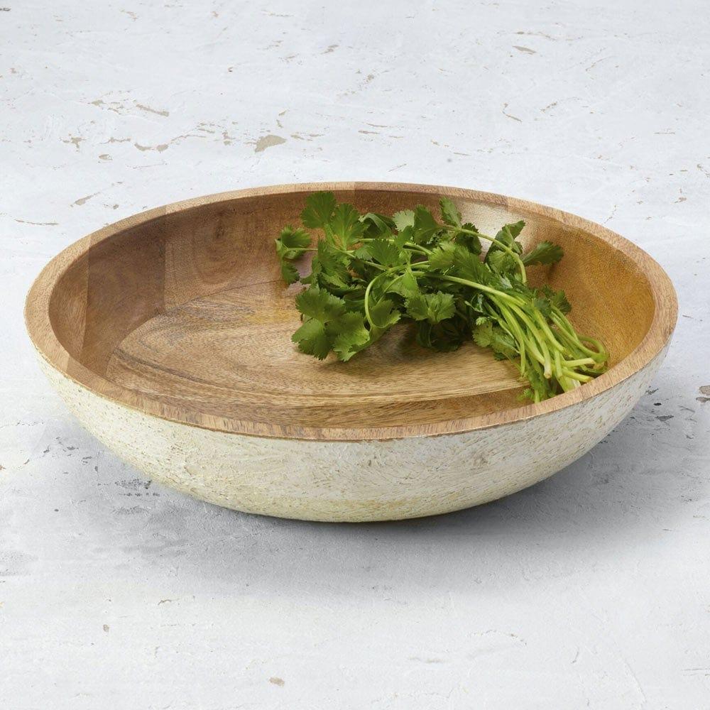fitz and floyd Austin Craft Mango Wood Serve Bowl White