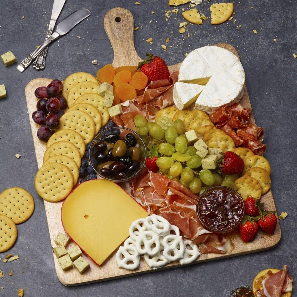 Fitz And Floyd Austin Craft Maryn Mango Wood Paddle Cheese Charcuterie Serving Board White