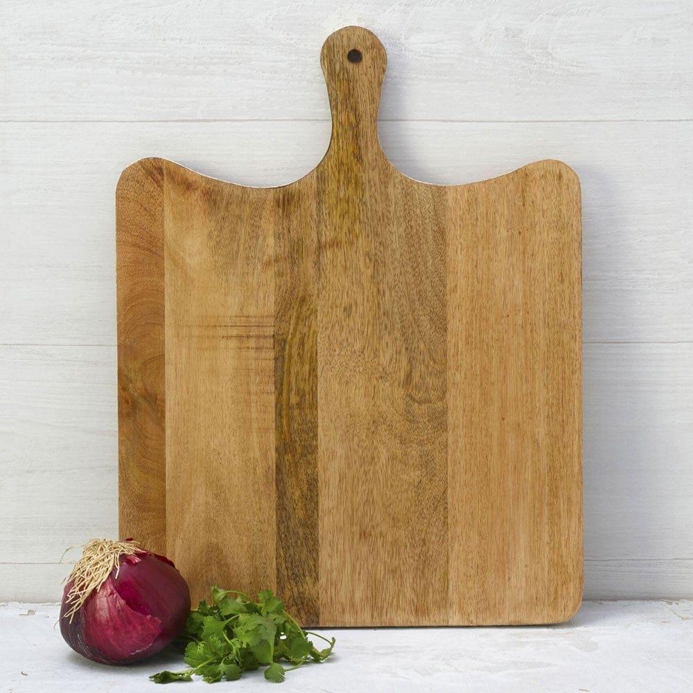 fitz and floyd Austin Craft Maryn Mango Wood Paddle Cheese Charcuterie Serving Board White