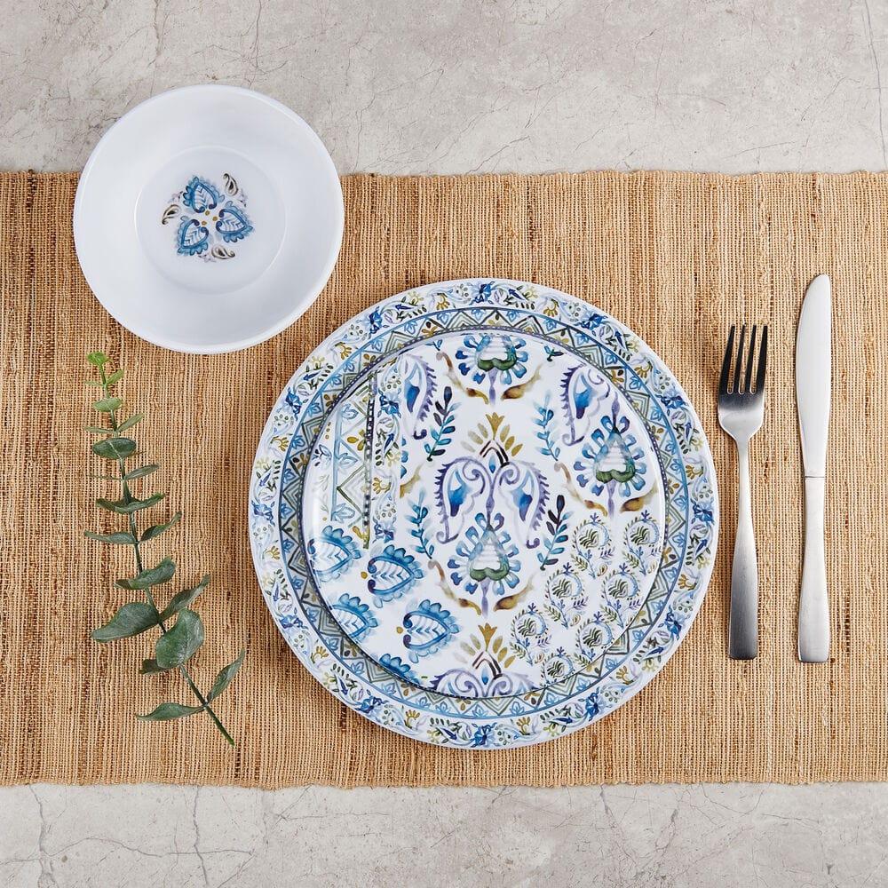 Fitz And Floyd Azure Outdoor Melamine 12 Piece Dinnerware Set Service For 4