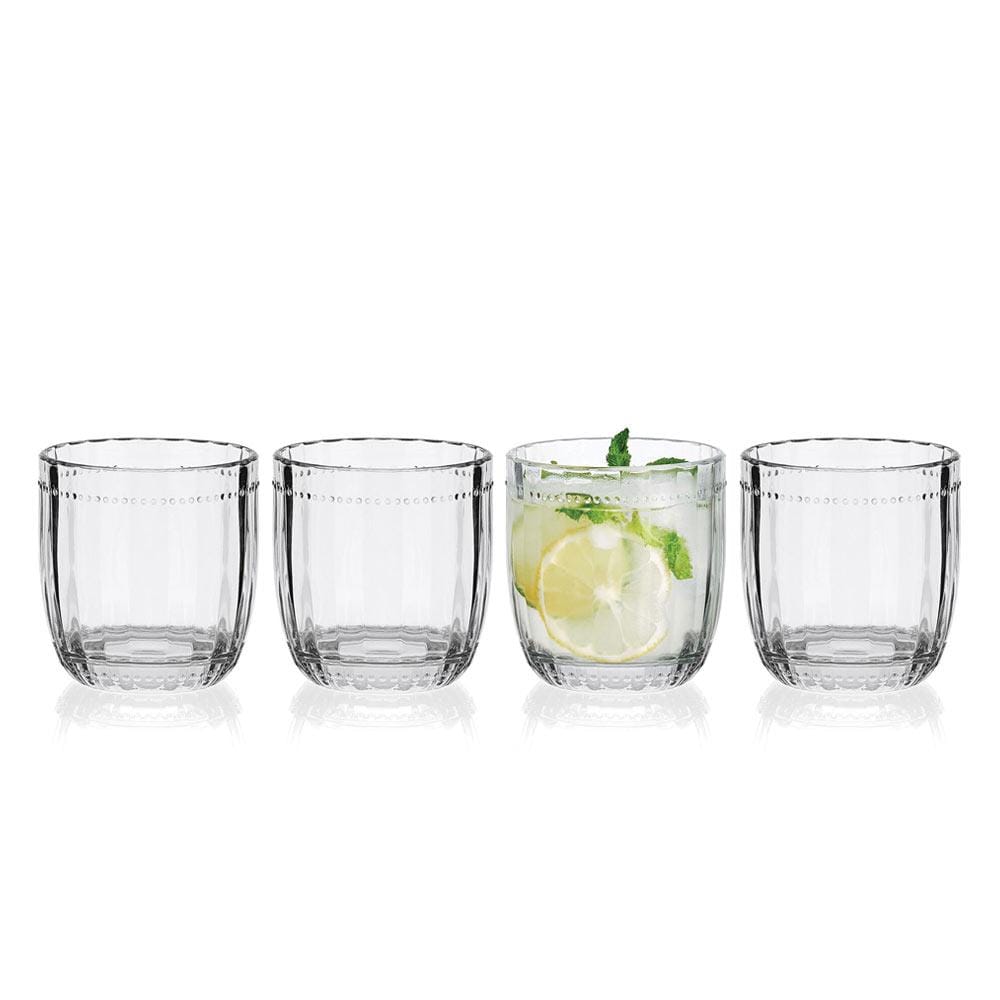 Fitz And Floyd Beaded Double Old Fashioned Glasses Set Of 4
