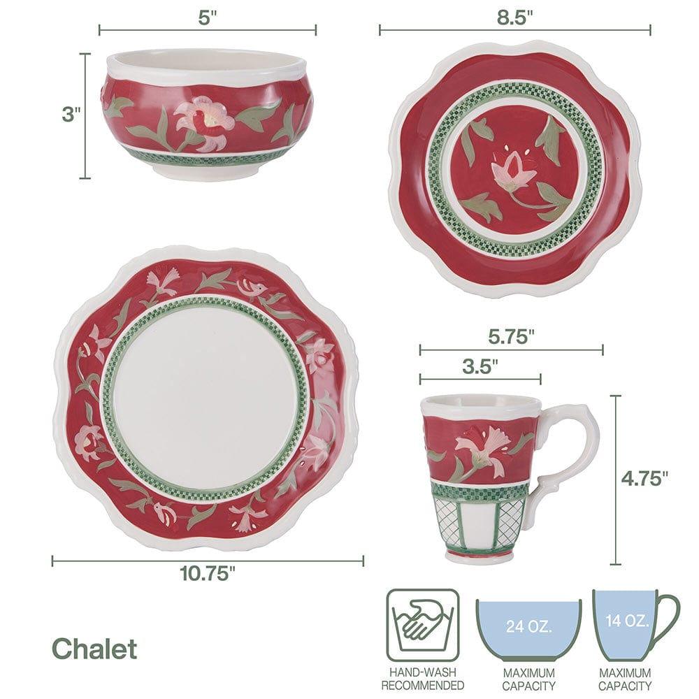 Fitz And Floyd Chalet 16 Piece Dinnerware Set Service For 4