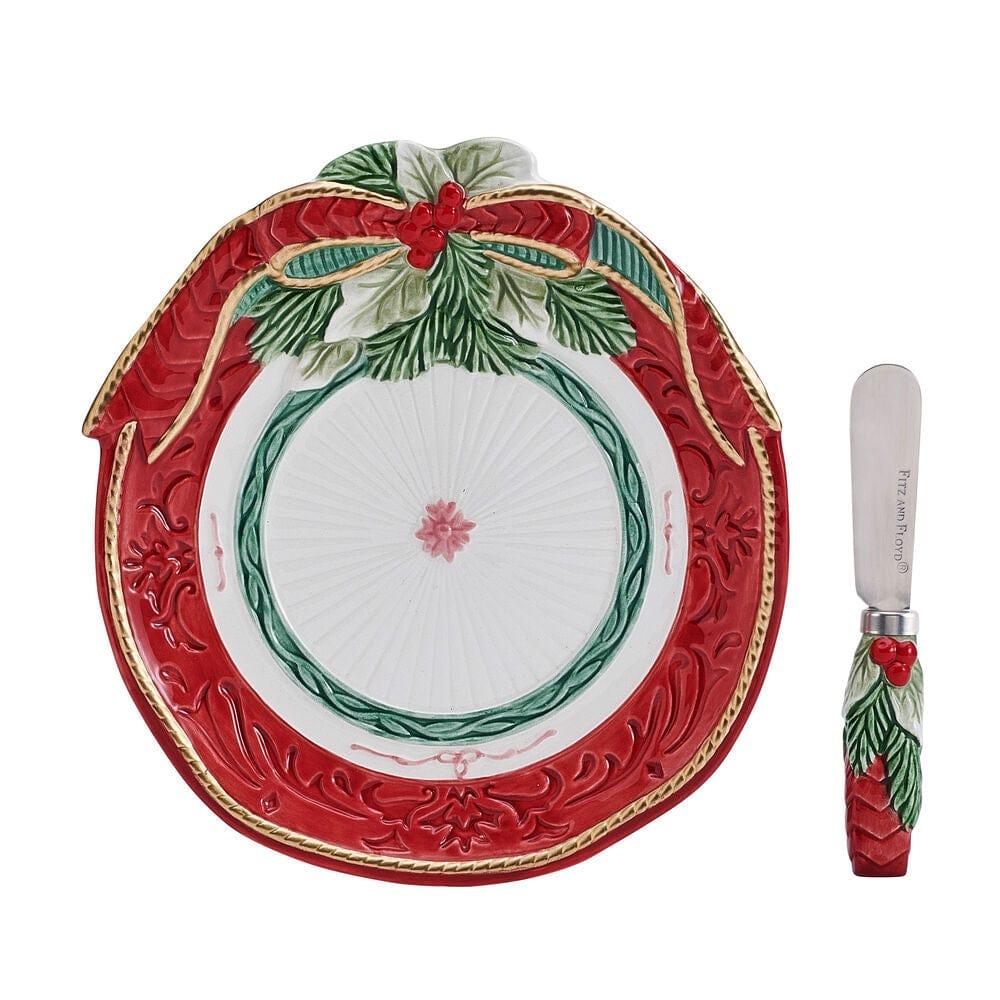 Fitz And Floyd Chalet Appetizer Plate With Spreader Set