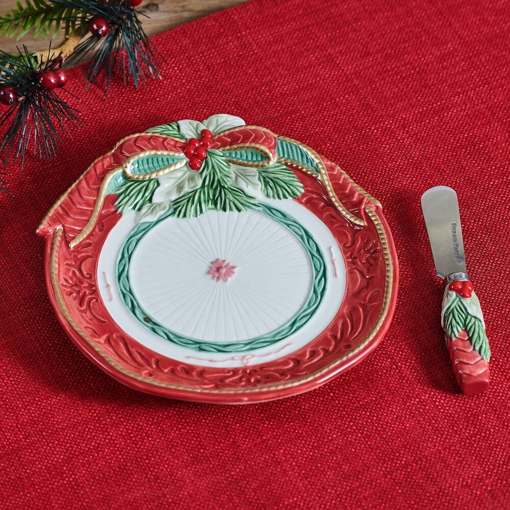 Fitz And Floyd Chalet Appetizer Plate With Spreader Set