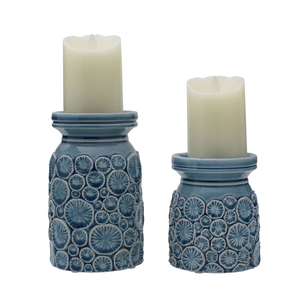 Fitz And Floyd Coastal Home Pillar Candleholders Set Of 2