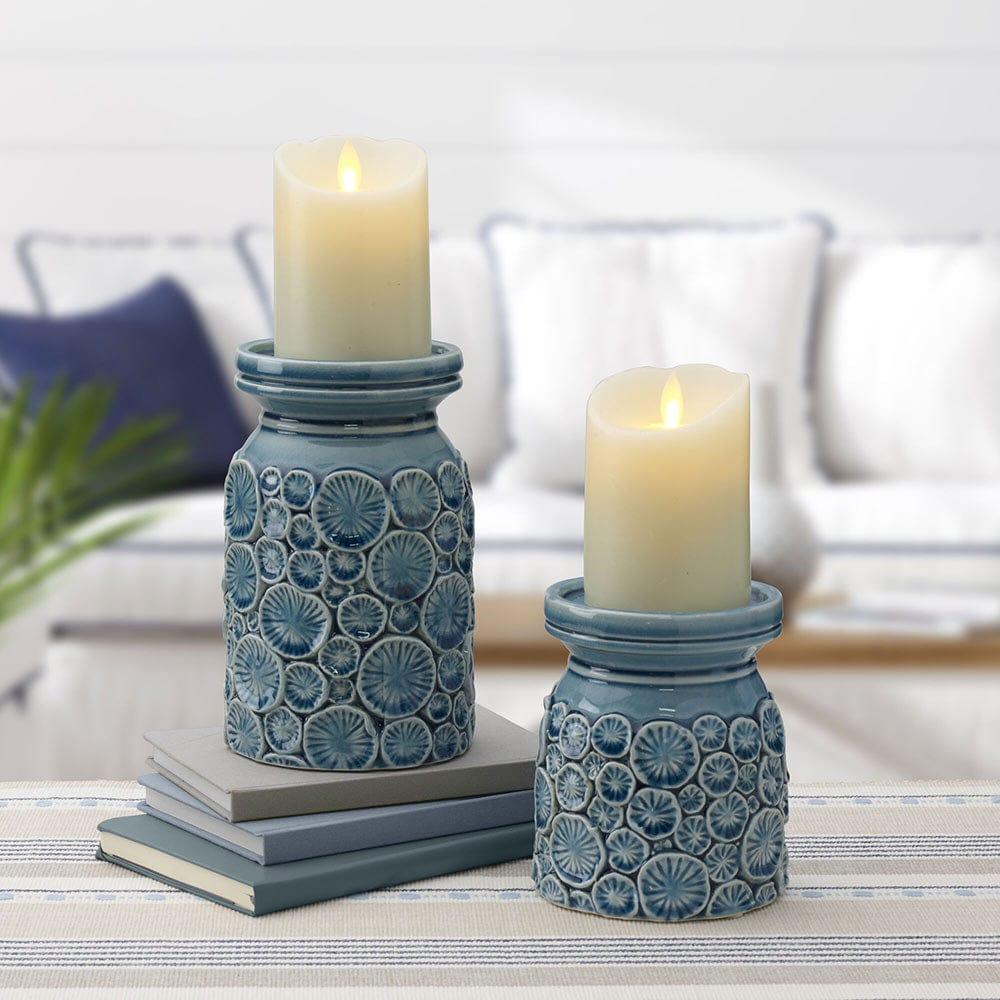 fitz and floyd Coastal Home Pillar Candleholders Set of 2