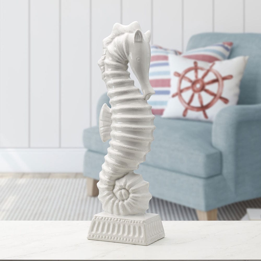 fitz and floyd Coastal Home White Seahorse Figurine 16.75 IN