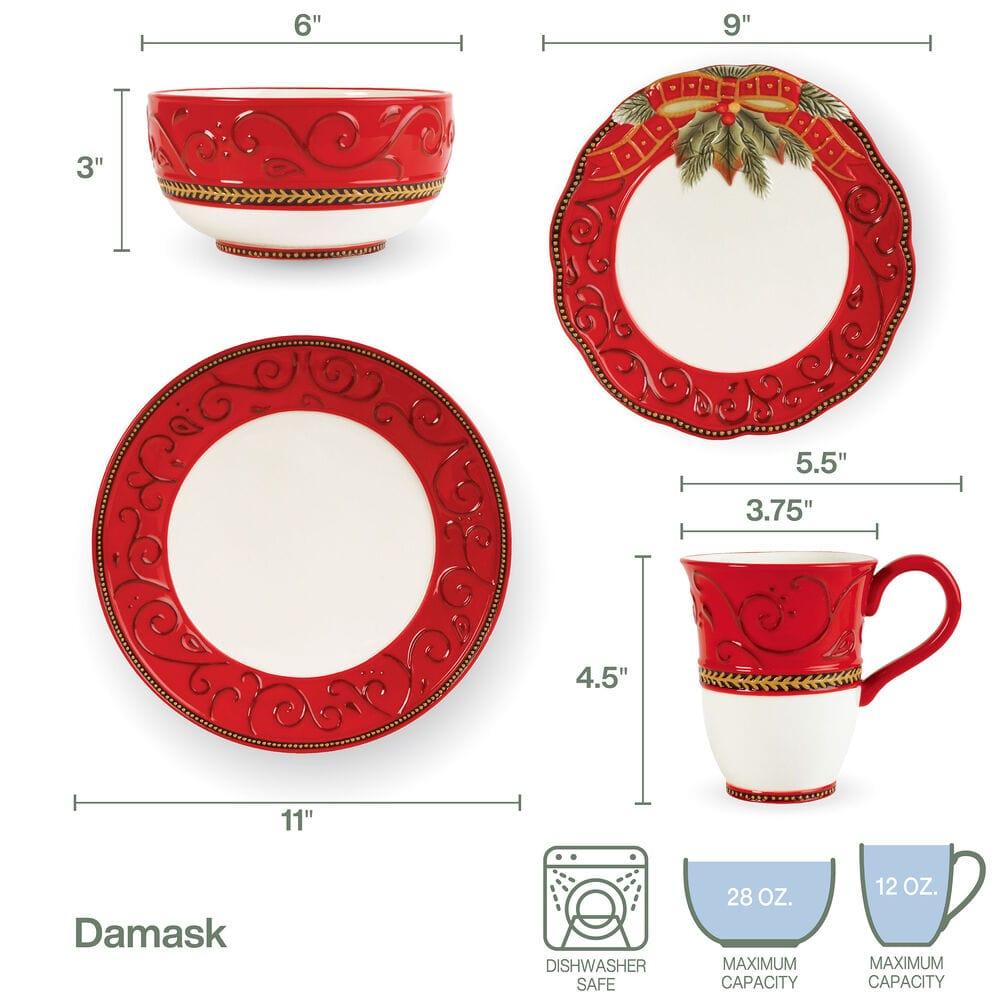 Fitz And Floyd Damask Holiday 4 Piece Place Setting