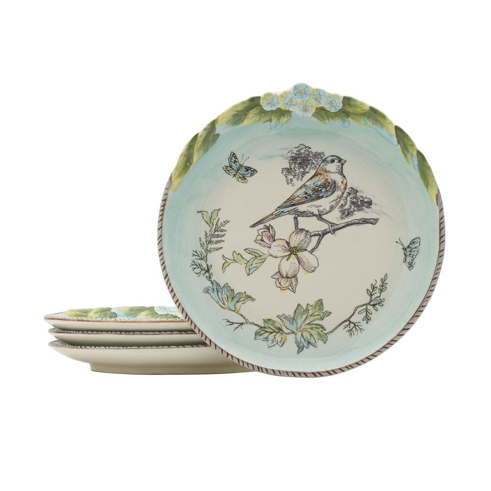 Fitz And Floyd English Garden Set Of 4 Bird Salad Plates