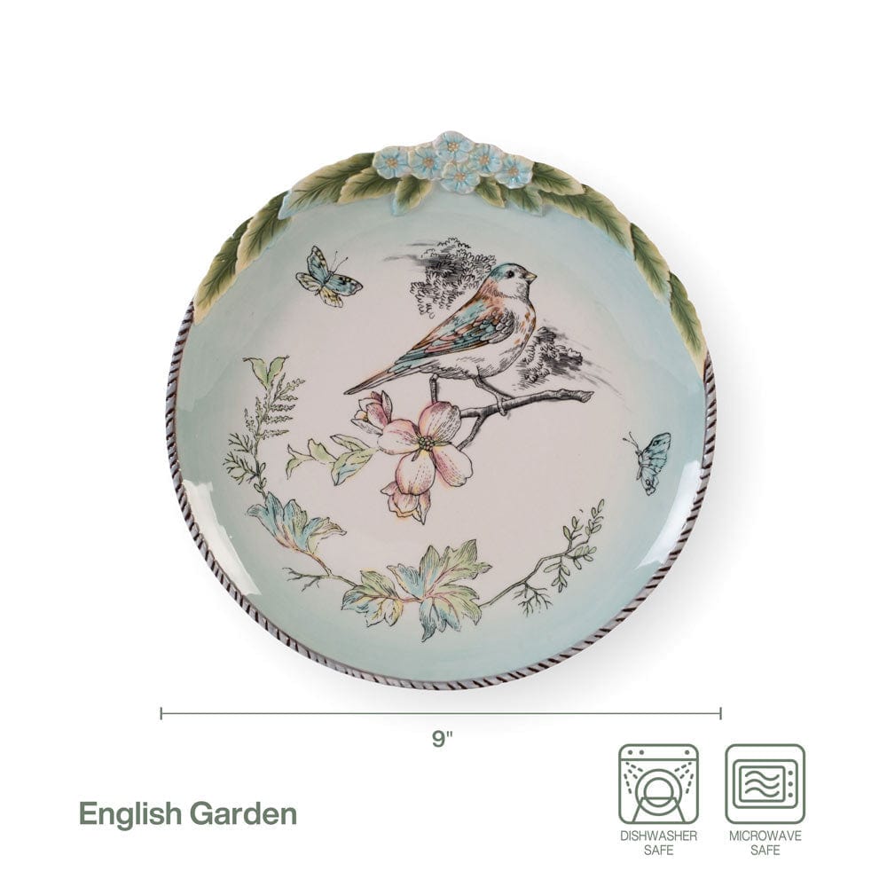 Fitz And Floyd English Garden Set Of 4 Bird Salad Plates