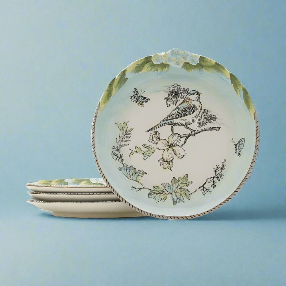 fitz and floyd English Garden Set of 4 Bird Salad Plates