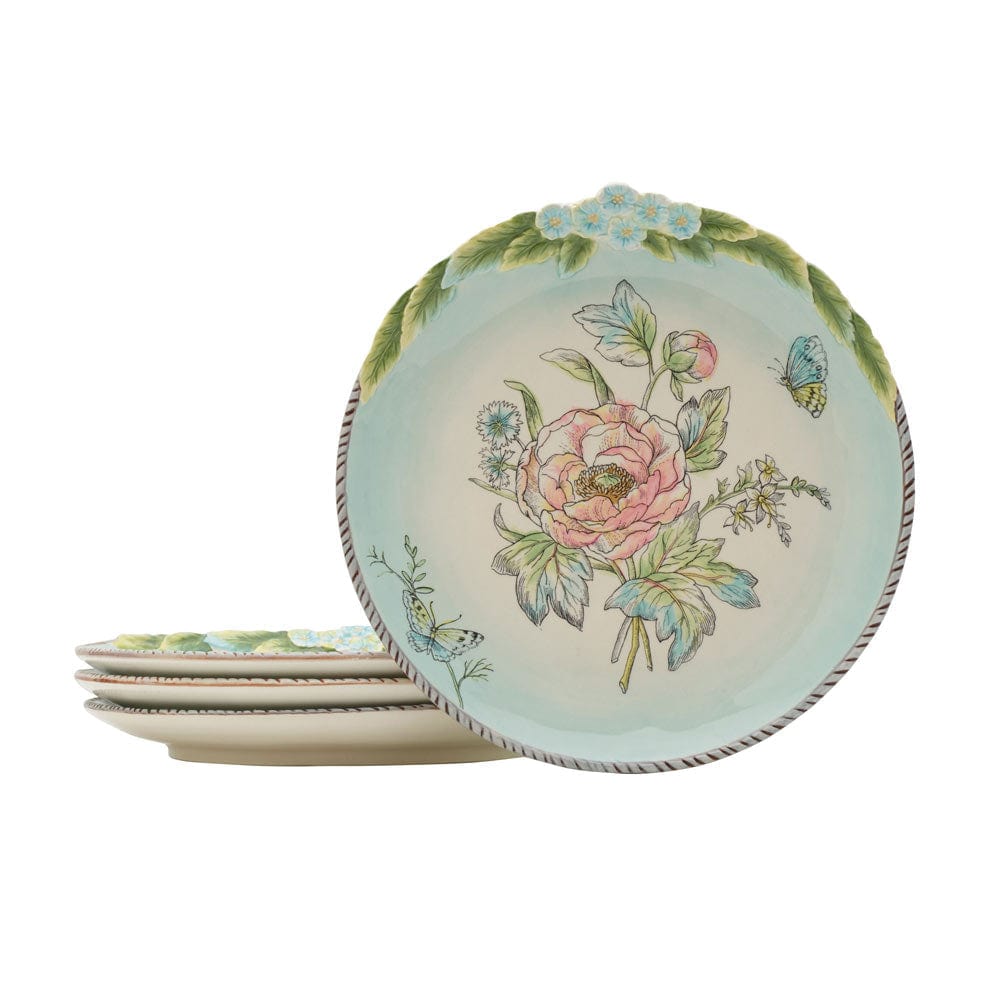 Fitz And Floyd English Garden Set Of 4 Bloom Salad Plates