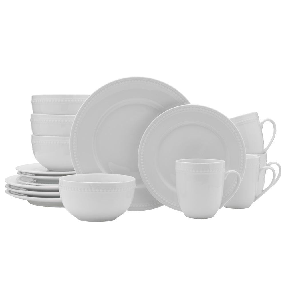 Fitz And Floyd Everyday White® Beaded 16 Piece Dinnerware Set Service For 4