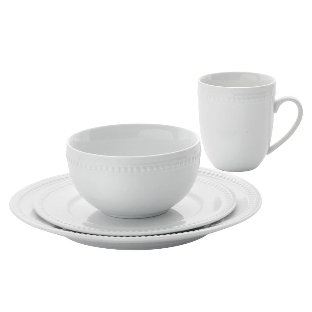 Fitz And Floyd Everyday White® Beaded 32 Piece Dinnerware Set Service For 8