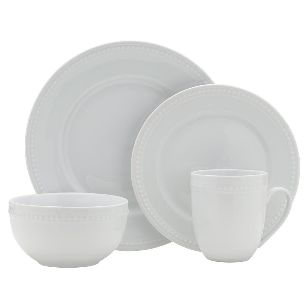 Fitz And Floyd Everyday White® Beaded 32 Piece Dinnerware Set Service For 8