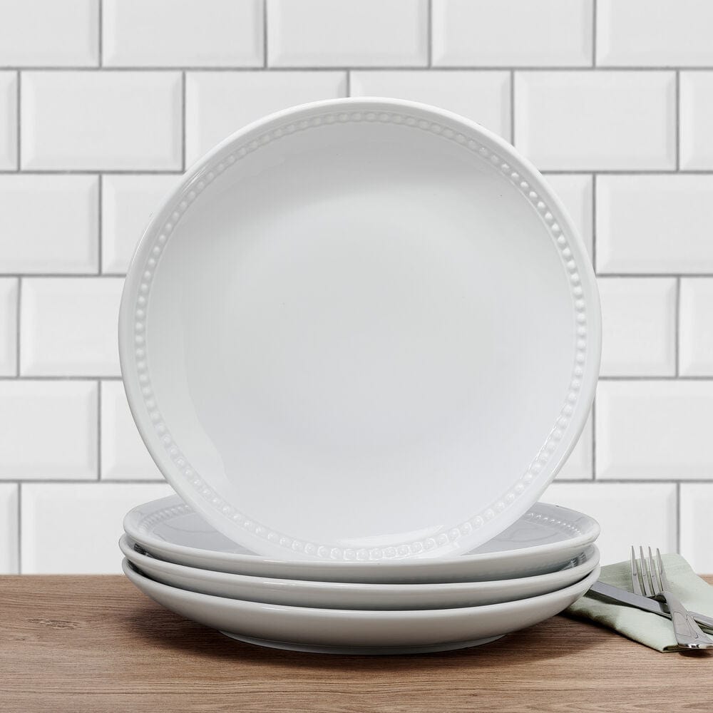 Fitz And Floyd Everyday White® Beaded Coupe Set Of 4 Dinner Plates