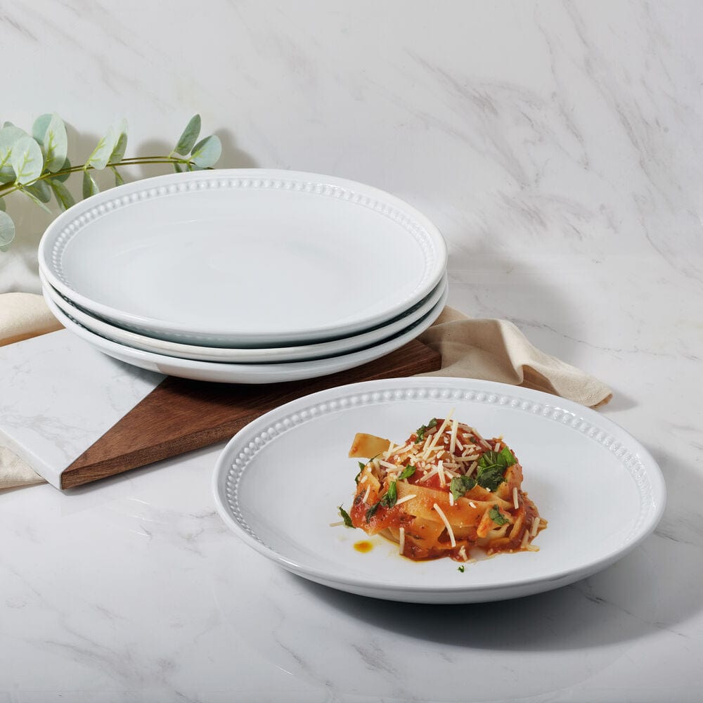 fitz and floyd Everyday White® Beaded Coupe Set of 4 Dinner Plates
