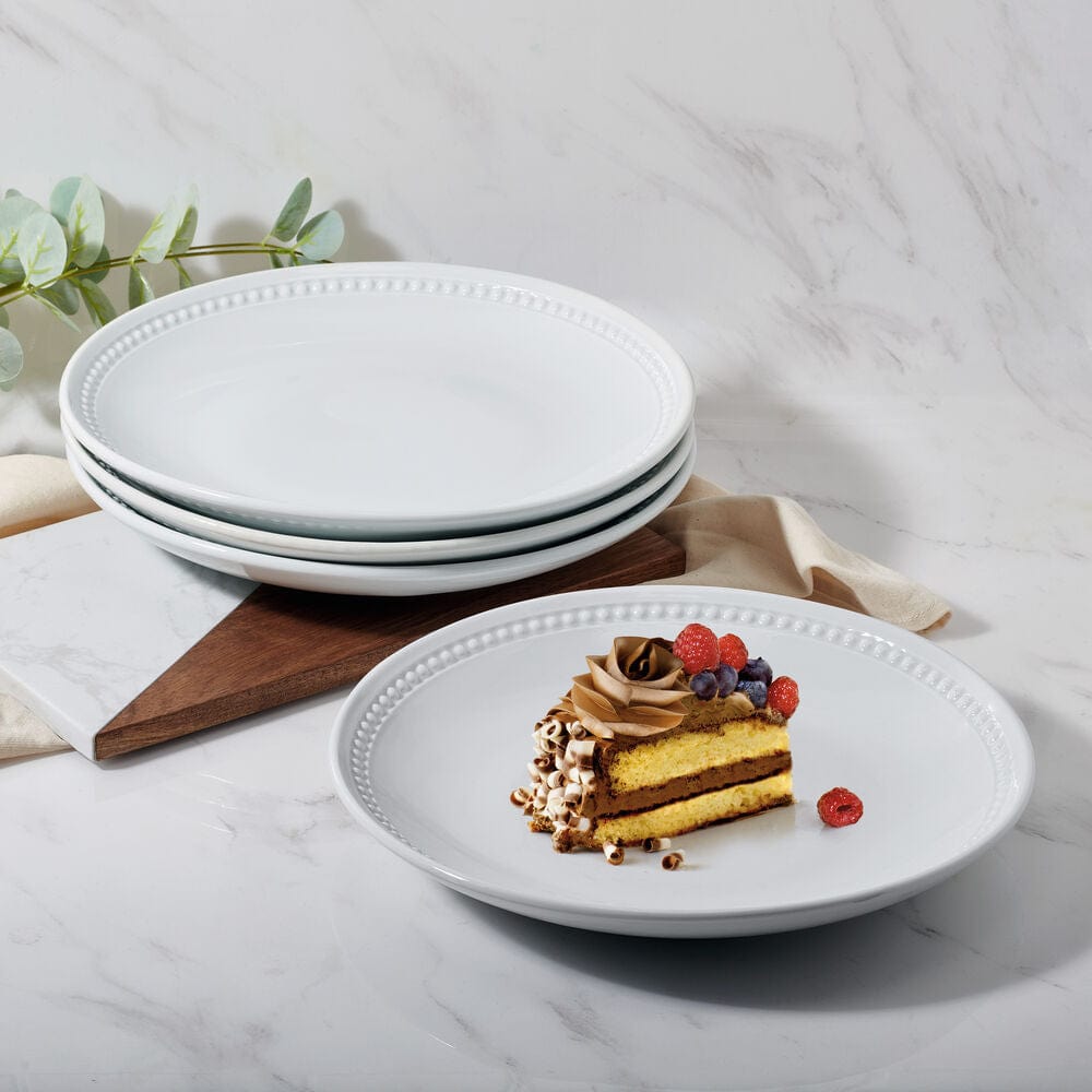 Fitz And Floyd Everyday White® Beaded Coupe Set Of 4 Salad Plates