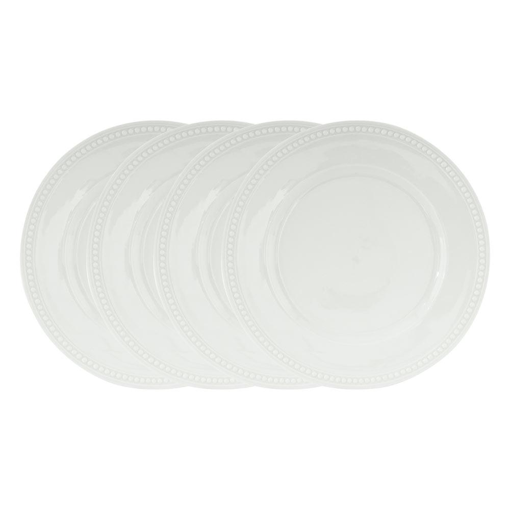 Fitz And Floyd Everyday White® Beaded Set Of 4 Dinner Plates