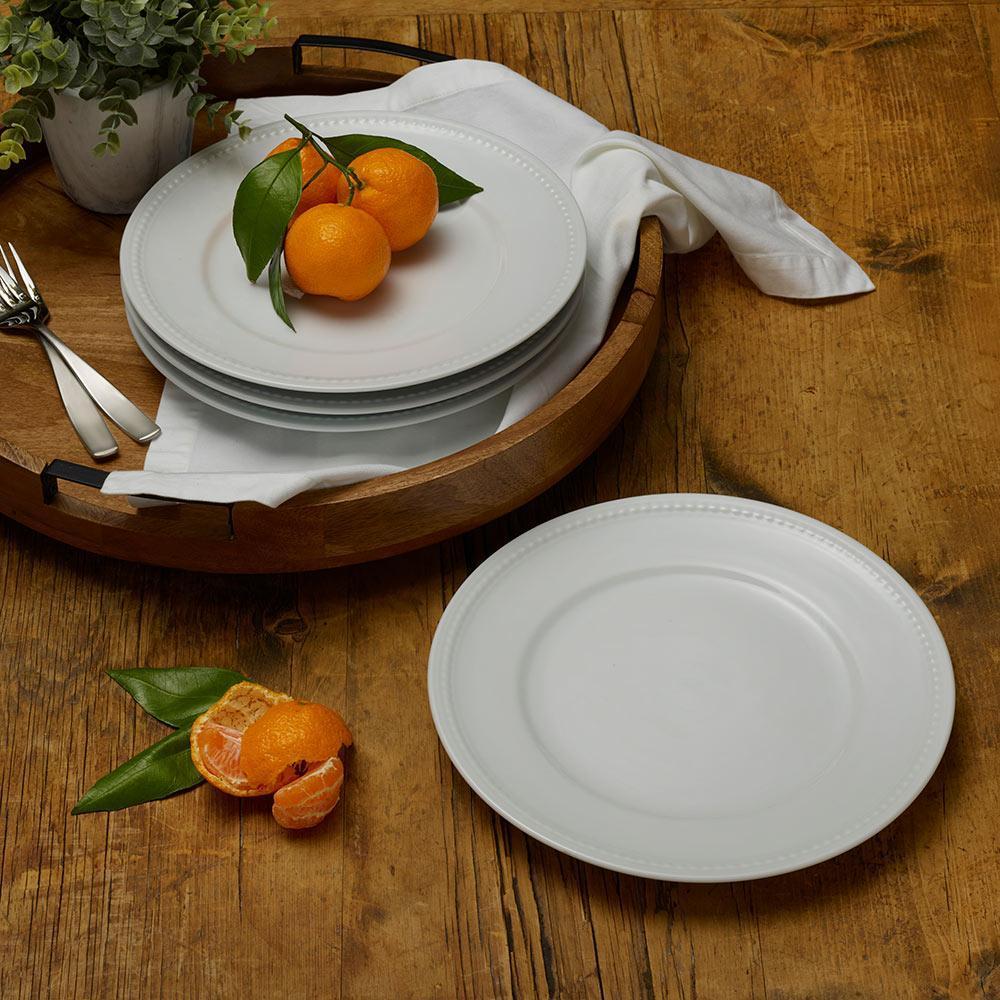 Fitz And Floyd Everyday White® Beaded Set Of 4 Dinner Plates