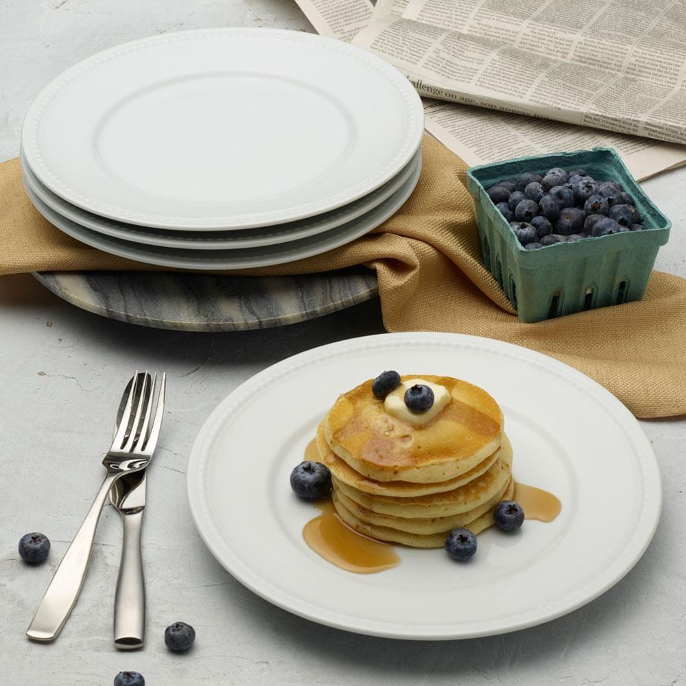 fitz and floyd Everyday White® Beaded Set of 4 Dinner Plates