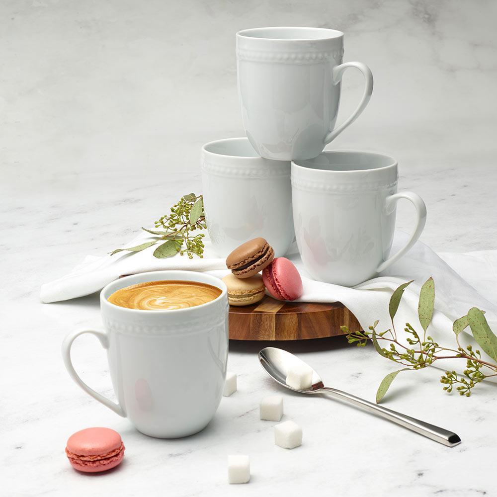 Fitz And Floyd Everyday White® Beaded Set Of 4 Mugs