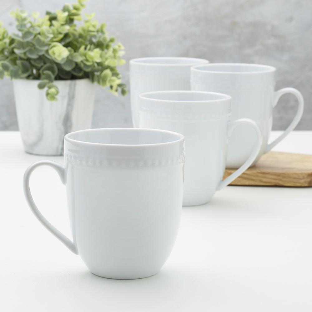 fitz and floyd Everyday White® Beaded Set of 4 Mugs
