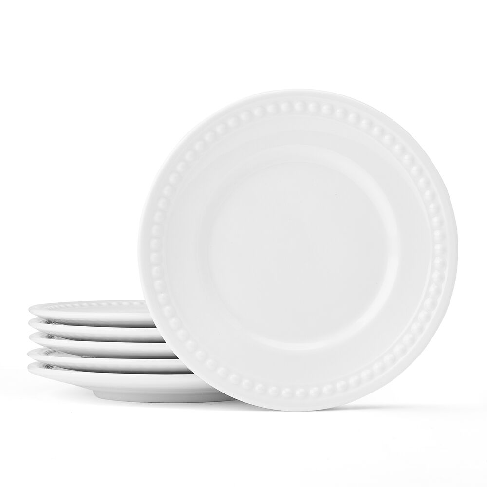 Fitz And Floyd Everyday White® Beaded Set Of 6 Appetizer Plates