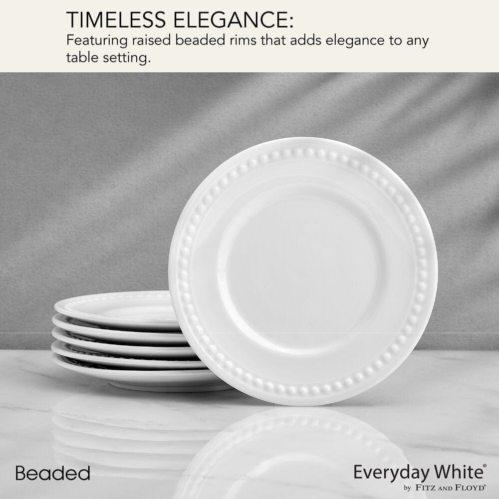 Fitz And Floyd Everyday White® Beaded Set Of 6 Appetizer Plates