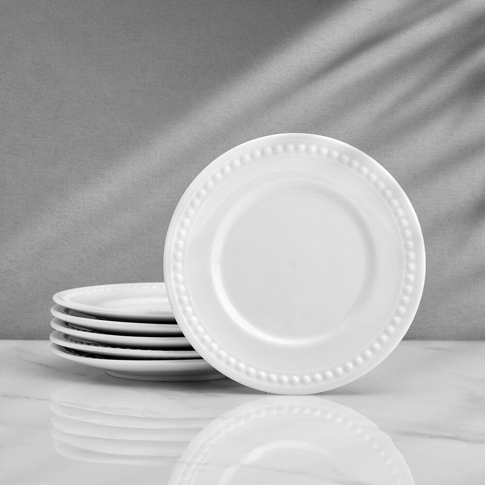 fitz and floyd Everyday White® Beaded Set of 6 Appetizer Plates