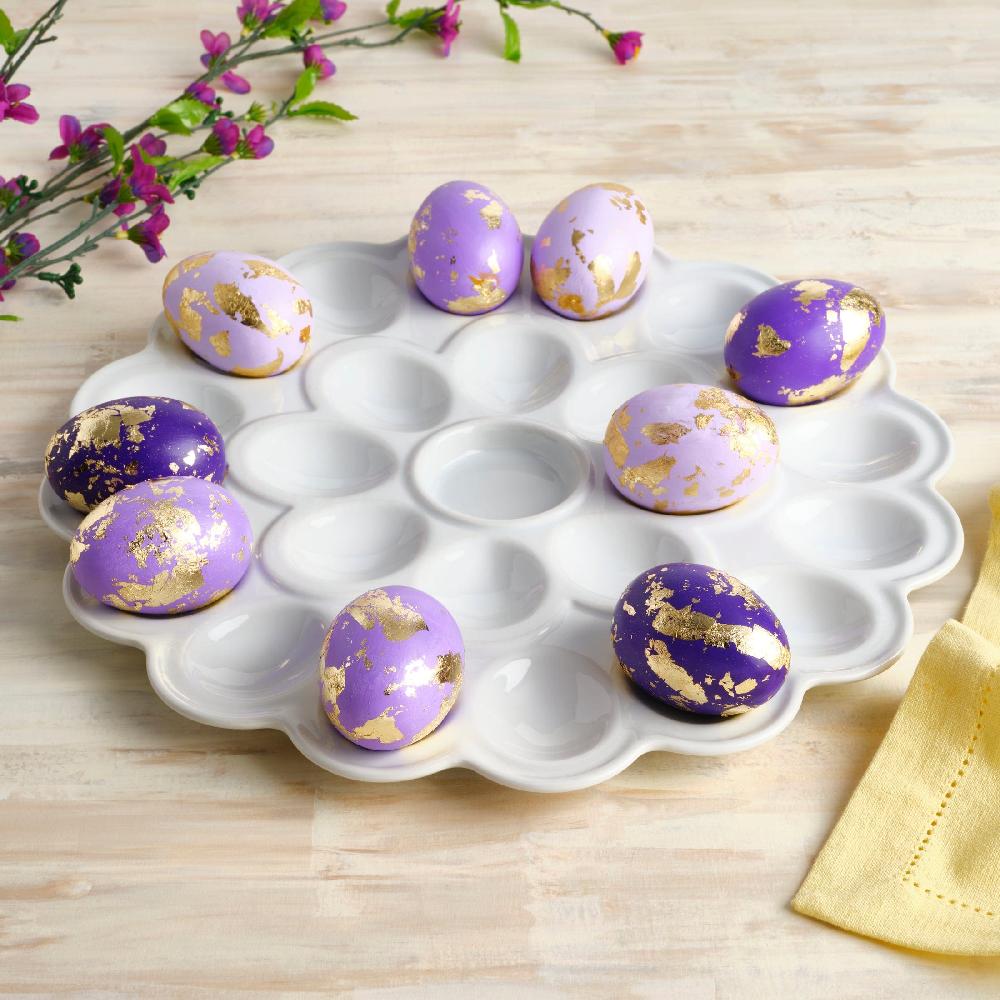 Fitz And Floyd Everyday White® Flower Egg Platter 13.75 IN