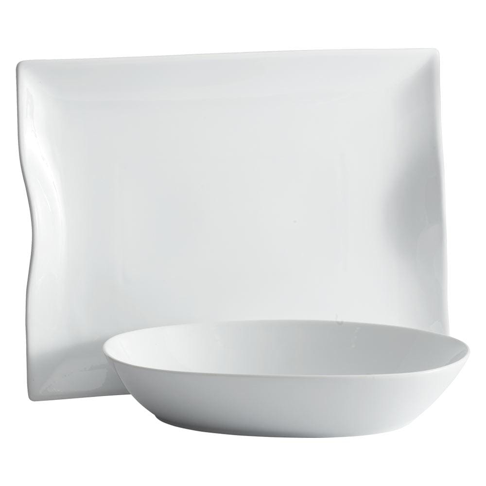 Fitz And Floyd Everyday White® Oval Serve Bowl And Rectangular Handled Platter Set