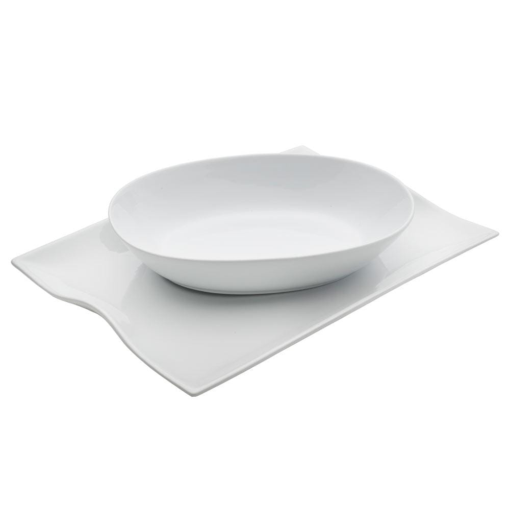 Fitz And Floyd Everyday White® Oval Serve Bowl And Rectangular Handled Platter Set
