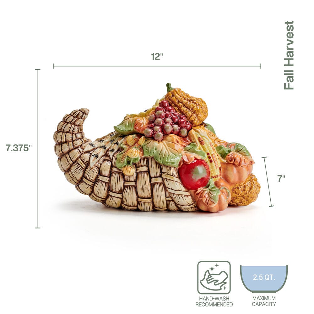 Fitz And Floyd Fall Harvest Cornucopia Figurine Cookie Jar 12IN