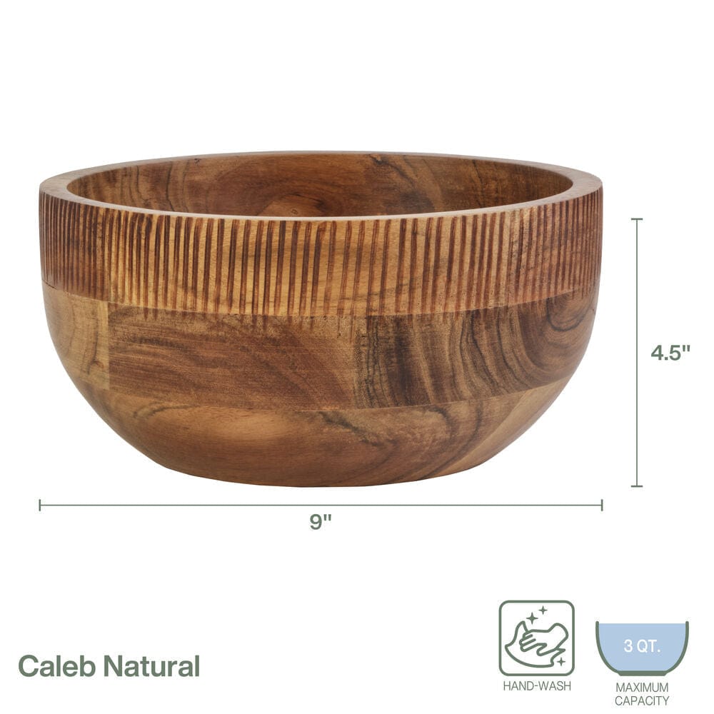 Fitz And Floyd Caleb Acacia Wood Serve Bowl 9 IN