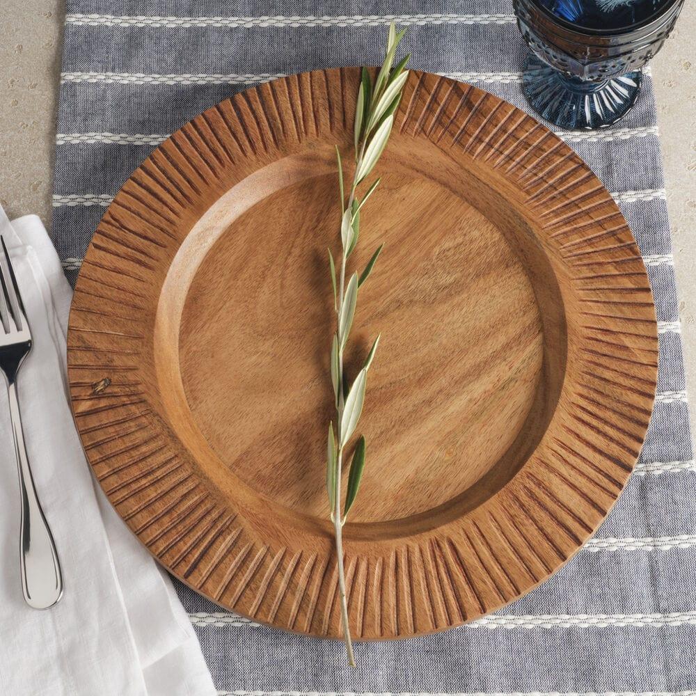 fitz and floyd Caleb Acacia Wood Set of 2 Chargers