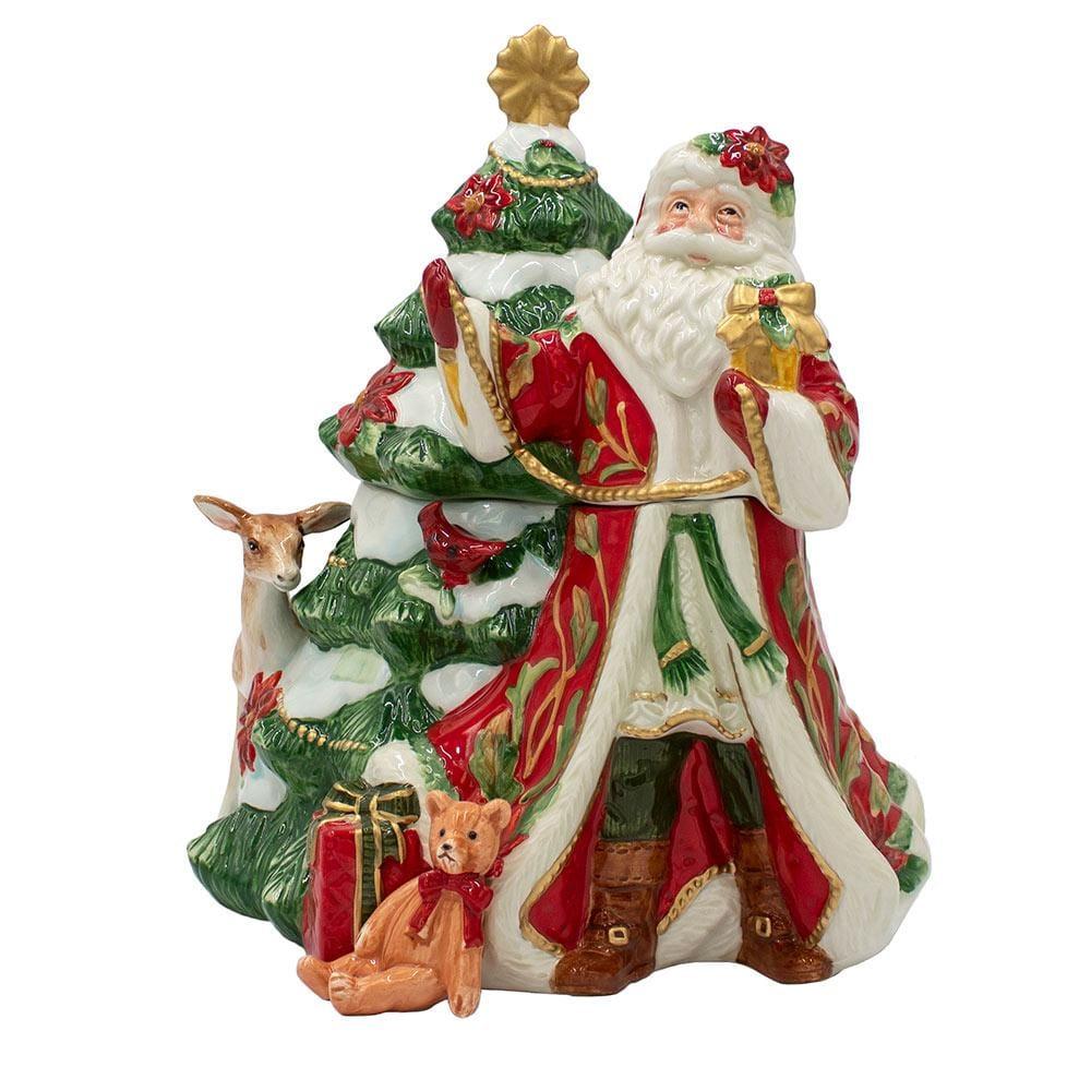 Fitz And Floyd Cardinal Christmas Santa Cookie Jar