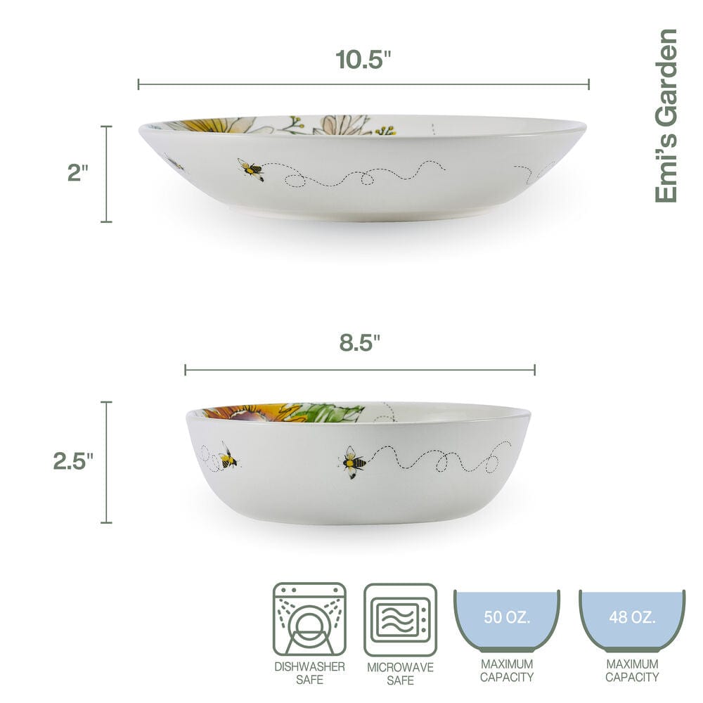 Fitz And Floyd Emi's Garden Set Of 2 Serving Bowls
