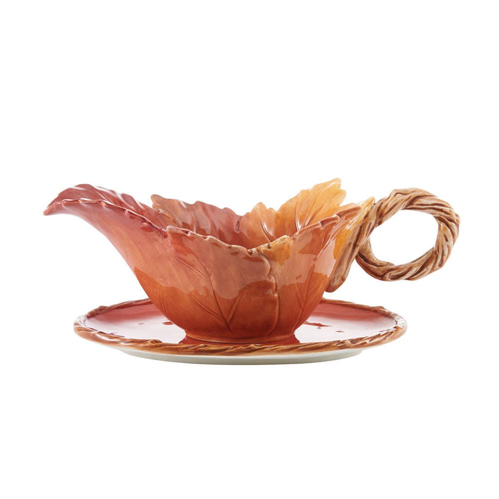 Fitz And Floyd Harvest Gravy Boat With Tray