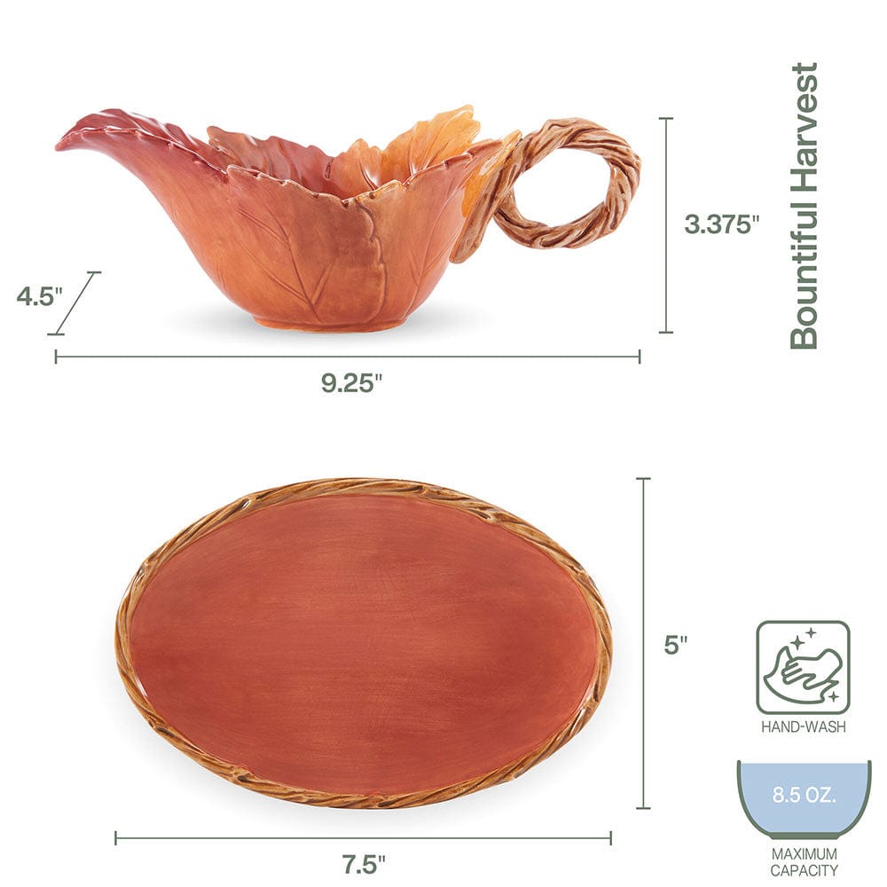Fitz And Floyd Harvest Gravy Boat With Tray