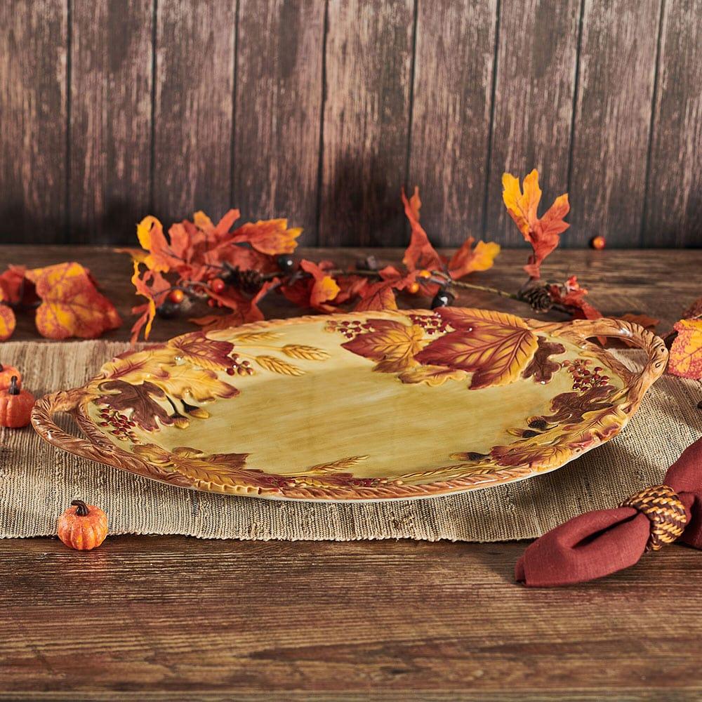 fitz and floyd Harvest Handled Serving Platter